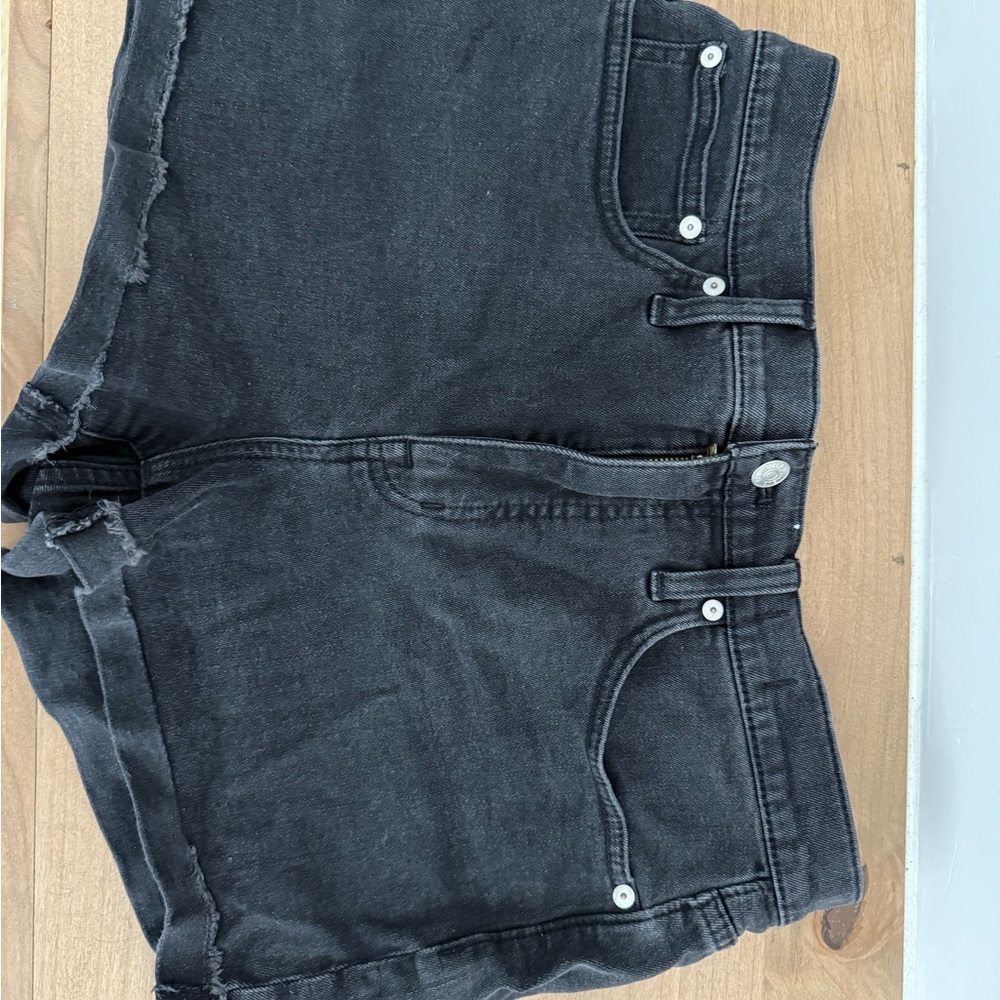 High-Waisted Black Denim Shorts
